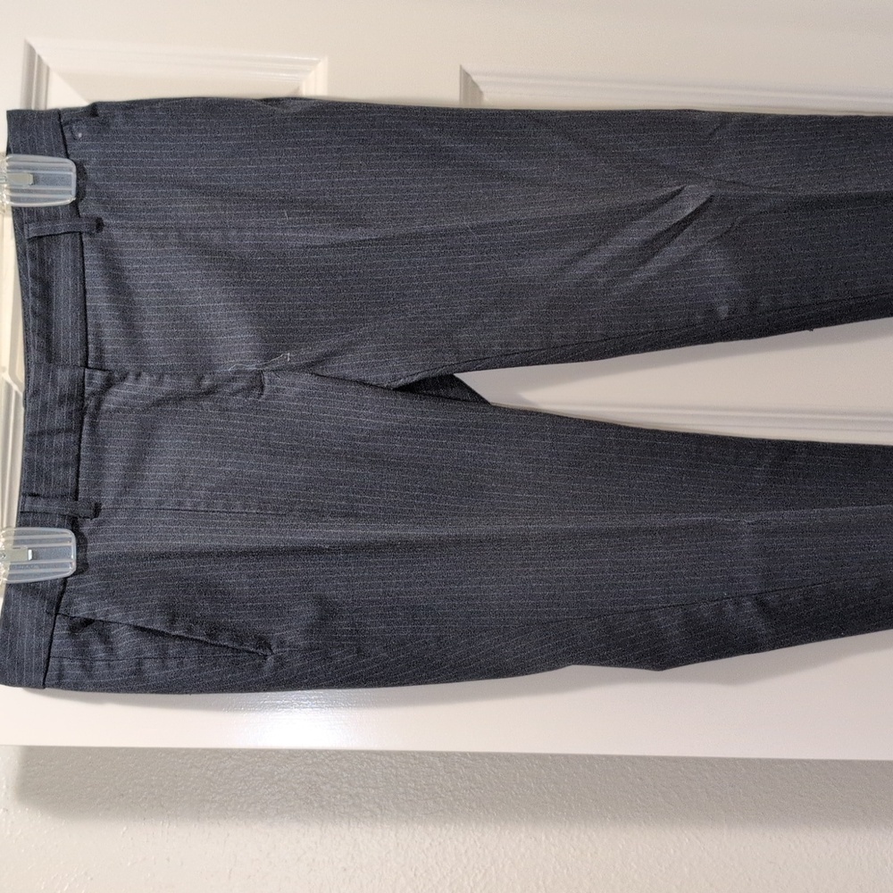 Zara Basic Charcoal Blue Stripe Trousers Size M